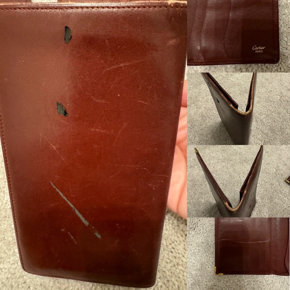 Bundle of Cartier Checkbook wallets in burgundy leather - Picture 4 of 6